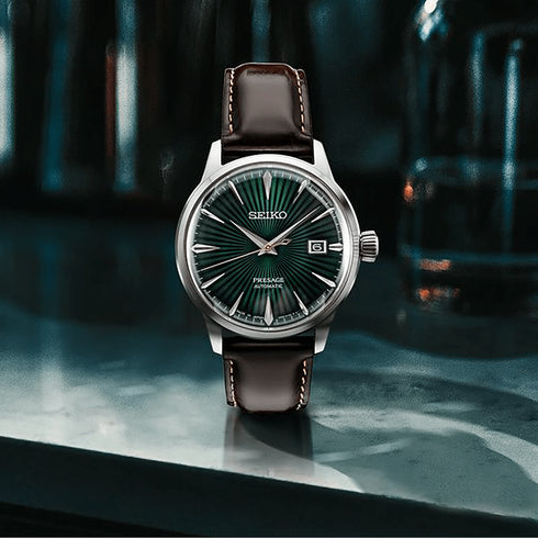 SEIKOSeiko Presage SRPD37J1 Men's Automatic Watch - Green Dial, Brown Leather StrapWATCHESEcecile