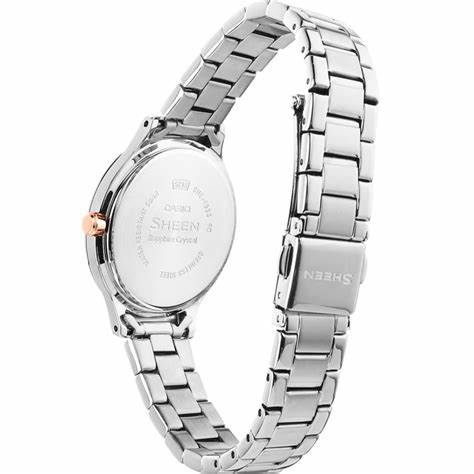 Reloj Casio Sheen SHE-4533D-7AUER Mujer - Esfera plateada, brazalete acero