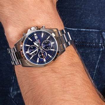 Casio Edifice EFV-560D-2AVUEF Reloj cronógrafo de acero inoxidable para hombre con esfera azul