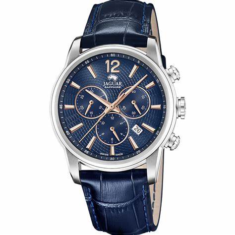JAGUARaguar J968/2 Men's Chronograph Watch - Blue Dial, Blue Leather StrapWATCHESEcecile