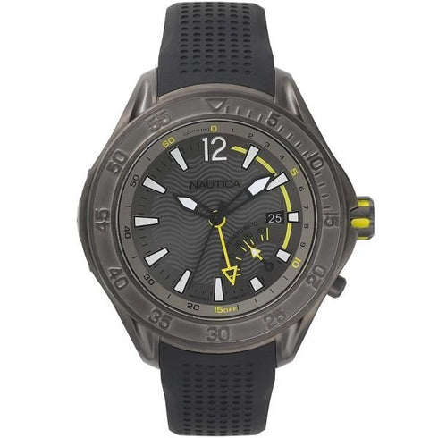Nautica Breakwater NAPBRW003 Men’s Dive Watch – Grey Dial, Black Silicone, 50 mm