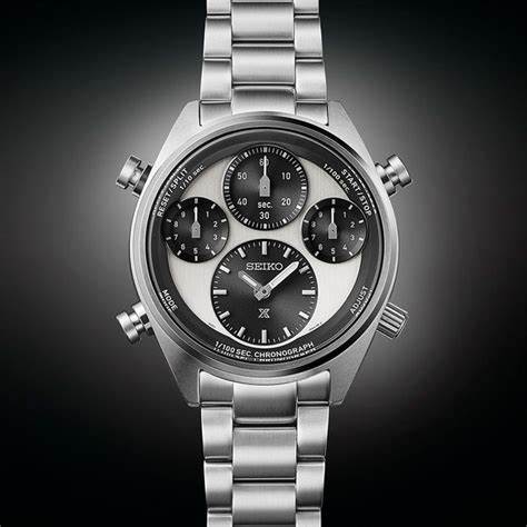 Seiko Prospex SFJ001P1 Reloj Cronógrafo Solar Hombre - Esfera Panda, Brazalete Acero Inoxidable