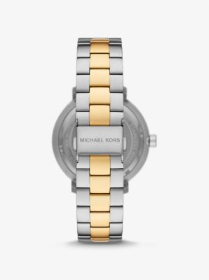 Michael Kors Blake MK9134 Herrenuhr - zweifarbiger Edelstahl, weißes Zifferblatt
