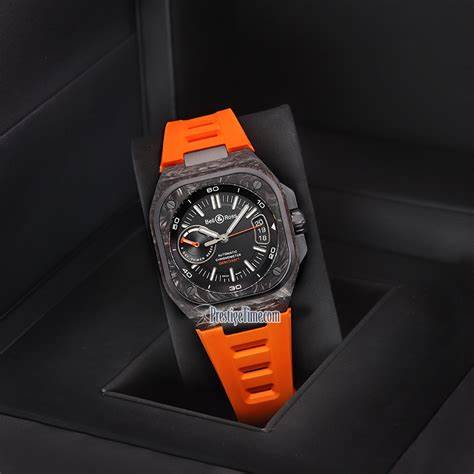 BELL & ROSSBell & Ross BR - X5 Carbon Orange Limited Edition Automatic Chronometer 41mm DLC - Coated Titanium and Rubber Watch BRX5R - BO - TC/SRBWATCHESEcecile
