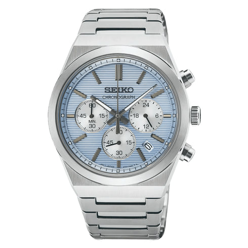 SEIKOSeiko SSB459P1 Men's Chronograph – 40mm Stainless Steel, Light Blue Dial, Sapphire CrystalWATCHESEcecile