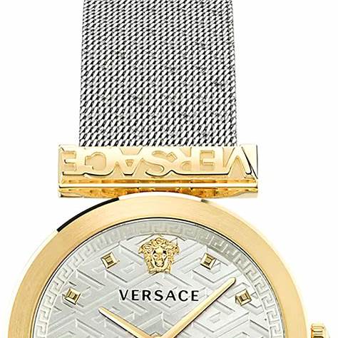 Versace Regalia VE6J00523 Women's Watch - Gold-Tone Stainless Steel Case, Silver Mesh Bracelet, 34mm