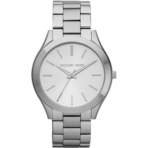 Michael Kors MK3178 Montre Slim Runway pour femme en acier inoxydable de couleur argentée