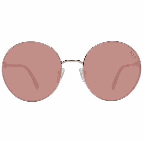 Emilio Pucci EP0187 5628S Unisex runde Sonnenbrille - Goldrahmen, rosa Gläser
