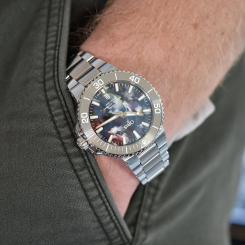 Oris Aquis Date Upcycle 73377664150SET - 41,5 mm, quadrante in PET riciclato, 300 m Diver