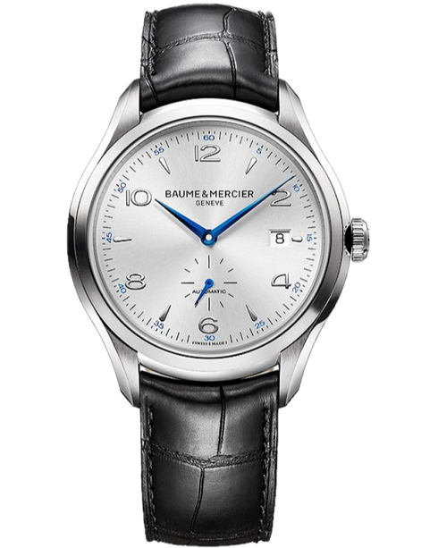 Baume & Mercier Clifton MOA10052 Orologio automatico da uomo - Quadrante argento, cinturino in alligatore nero