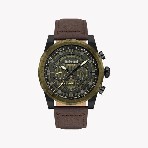 TIMBERLANDTimberland TDWGF2202001 Fitzwilliam Men's Watch – 45mm Brown Stainless Steel Case, Khaki Dial, Brown Leather Strap, Quartz Movement, 5 ATM Water ResistanceWATCHESEcecile