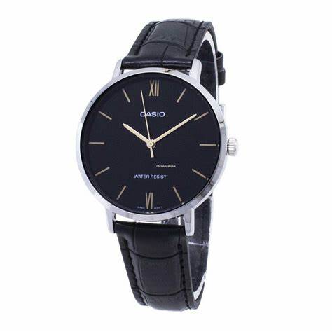 CASIO & VINTAGECasio LTP - VT01L - 1BUDF Women's Black Leather Watch – Black DialWATCHESEcecile
