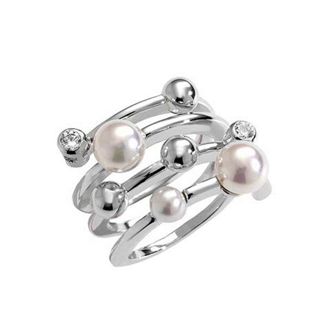 Majorica Planet Ring 10554.01.2.919.700.1 – 925 Silver, White Pearls, Rhodium Finish