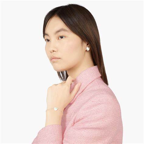 Bracelet Gucci Heart avec G imbriqués en argent sterling - Taille 17cm