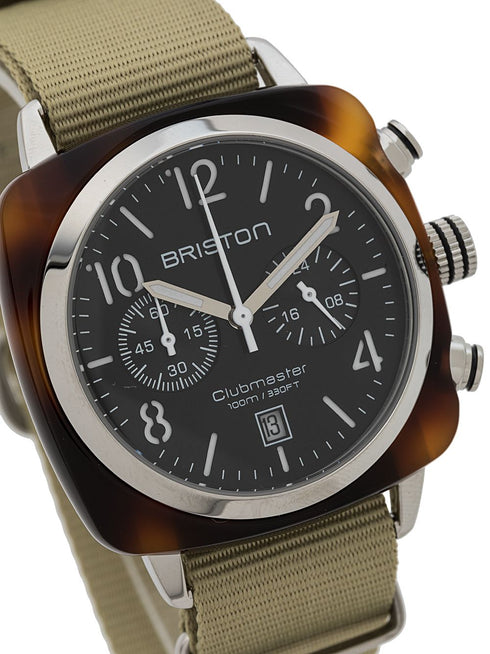 BRISTONBriston Clubmaster Classic Chronograph 40mm Black Dial Watch 14140.PBAM.TS.5.NKWATCHESEcecile