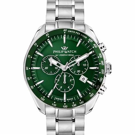 PHILIP WATCHPhilip Watch Blaze R8273995019 Men's Chronograph Watch - Stainless Steel, Green DialWATCHESEcecile