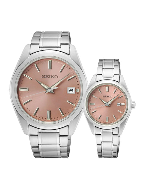 Seiko SUR529P1 Reloj Cuarzo Mujer - 29.8mm Acero Inoxidable, Esfera Rosa, Cristal Zafiro