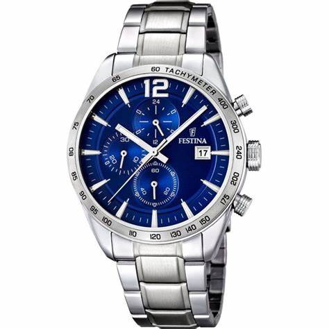 FESTINAFestina F16759/3 Chronograph Men's Watch – Blue Dial, Stainless Steel, 44mmWATCHESEcecile