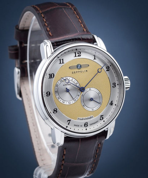 ZEPPELINZeppelin Friedrichshafen Automatic 8568 - 5 Men's Watch - Gold Dial, Brown Leather StrapWATCHESEcecile