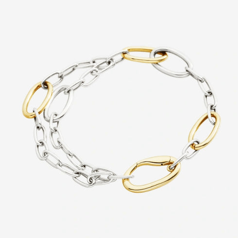 DODODoDo Essentials Bracelet DBC5001ESSEN00YAGL - Sterling Silver & 18K Gold - Plated Chain with Charm Holder ClaspJEWELRYEcecile