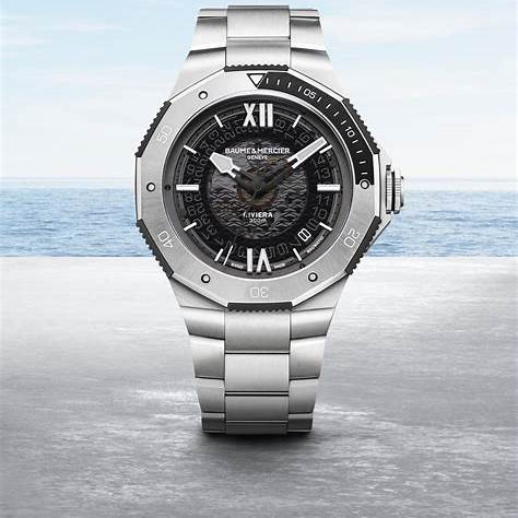 BAUME&MERCIERBaume & Mercier Riviera MOA10717 Men's Automatic Watch - 42mm Stainless Steel Case, Transparent Smokey Grey Dial, Stainless Steel BraceletWATCHESEcecile