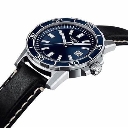 TISSOTTissot Supersport Gent Men's Watch - Blue Dial, Stainless Steel Case, Black Leather StrapWATCHESEcecile