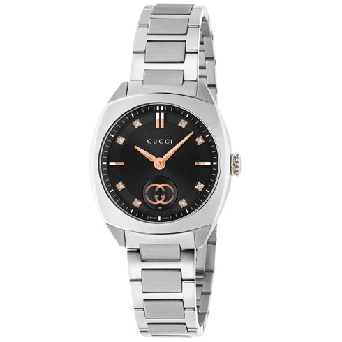 Gucci Interlocking YA142513 29 mm Quartz – Black Dial, Diamond Indices