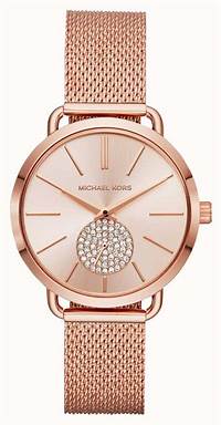 Michael Kors MK3845 Montre Portia en or rose pour femme avec accent en cristal