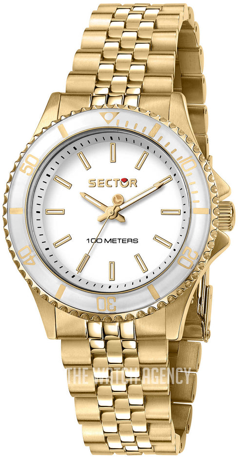 Montre Femme Sector 230 R3253161526 - Acier inoxydable doré, cadran blanc