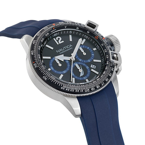 NAUTICANautica NAPBFF101 Men's Chronograph Watch - Black Dial, Blue Silicone StrapWATCHESEcecile