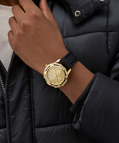 Guess GW0954G2 “Regal” Men’s Multi-Function Watch — Gold / Black, 46 mm
