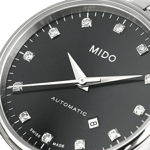 Mido Baroncelli III M7600.4.68.1 Montre femme automatique - cadran noir, bracelet en acier inoxydable