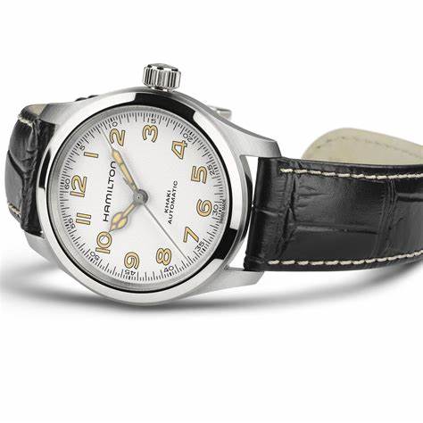 HAMILTONHamilton Khaki Field Murph Auto H70405710 - 38mm Stainless Steel, White Dial, Black Leather StrapWATCHESEcecile