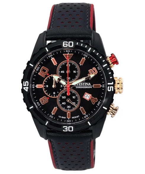 FESTINAFestina F20519/4 Chrono Sport Men's Watch – 45mm Black Dial, Leather Strap, 100MWATCHESEcecile