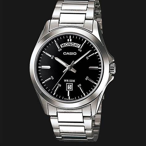 Casio MTP-1302D-1A1VDF Men's Analog Watch - Black Dial, Stainless Steel Band