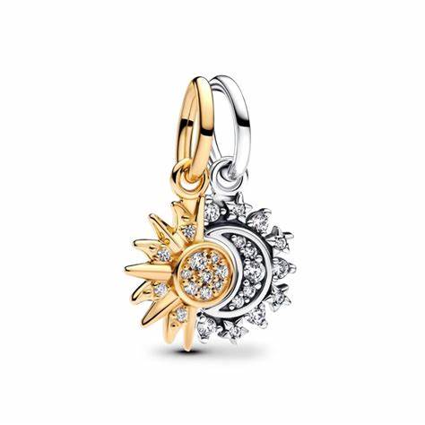 PANDORAPandora 763585C01 Splittable Sun & Moon Dangle Charm - Two - Tone Sterling Silver and 14k Gold Plating with Cubic ZirconiaBIJOUXEcecile