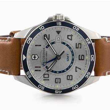 Victorinox Fieldforce Classic GMT Men's Watch V241931 – Silver Dial, Brown Leather Strap