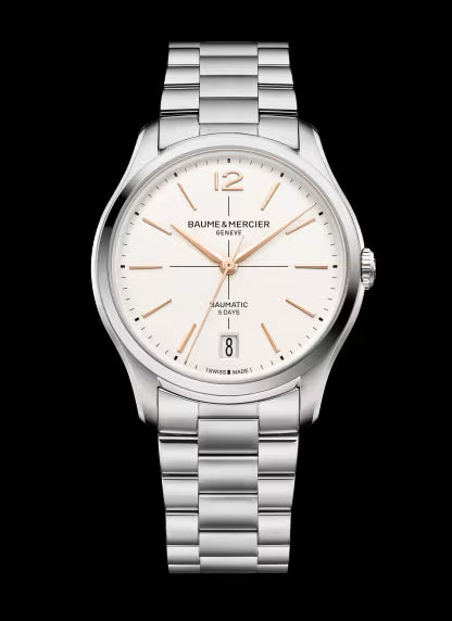 Baume & Mercier Clifton 10793 Baumatic – 39 mm Off-White Dial, Steel Bracelet