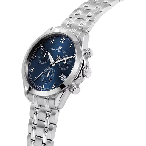 Philip Watch Blaze R8273665005 Orologio cronografo da uomo - Acciaio inossidabile, quadrante blu