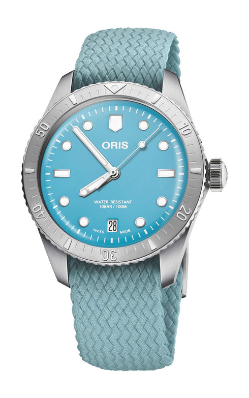 Oris Divers Sixty-Five Cotton Candy 733777140550731902S - Blaues Zifferblatt, 38 mm, Edelstahl