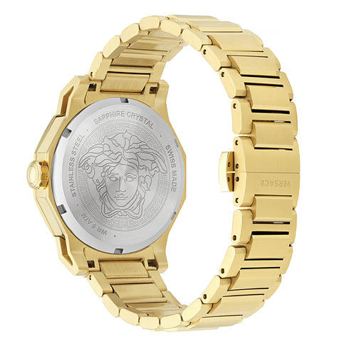 Versace Medusa Deco VE7B00623 Women's Watch - Gold-Tone Stainless Steel, Black Guilloché Dial, 38mm