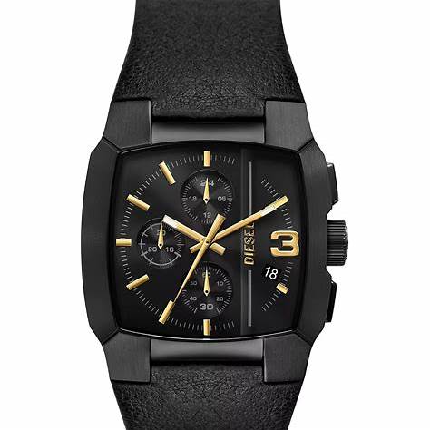 Diesel Cliffhanger Chronograph Men's Watch DZ4645 - 40mm Black Dial, Black Leather Strap