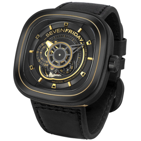 SEVENFRIDAY SF-P2B/02 “P-Series” – 47 mm Gun-Metal PVD, Gold Accents