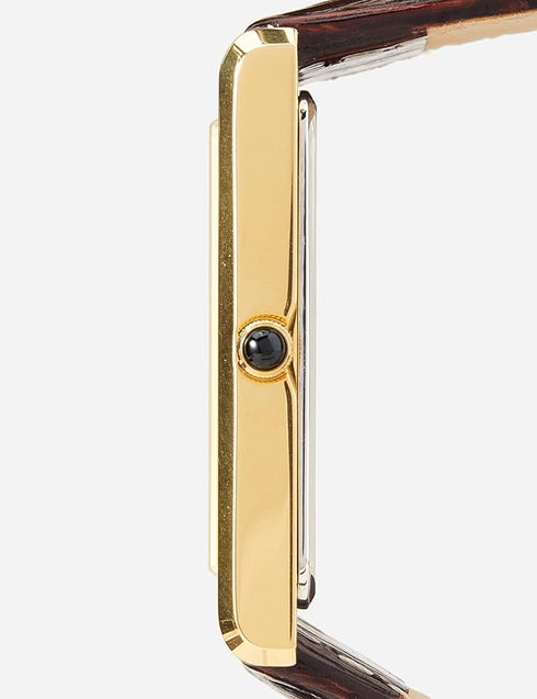 SEIKOSeiko SWR064P1 Men's Quartz Watch – Gold Rectangular Case, Brown Leather StrapWATCHESEcecile