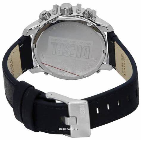 Diesel DZ4603 Griffed Chronograph Men's Watch - Black Dial, Black Leather Strap