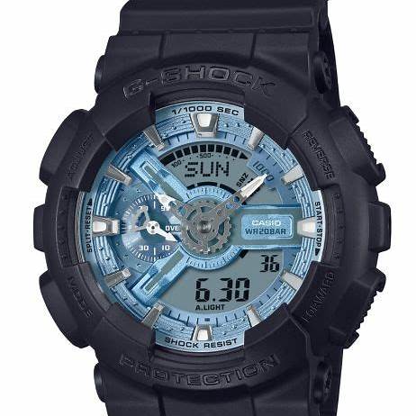 CASIO G - SHOCKCasio G - SHOCK GA - 110CD - 1A2ER Men's Analog - Digital Watch – Black Resin Band, Ice Blue Dial, 200M Water ResistancWATCHESEcecile