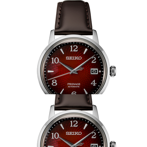 Seiko Presage SRPE41J1 38.5mm Reloj Automático Hombre - Esfera roja, correa de piel marrón