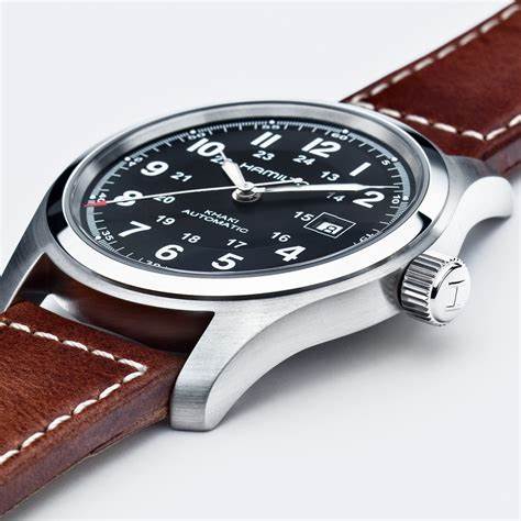 Hamilton Khaki Field Automatic H70555533 - 42mm Stainless Steel, Black Dial, Brown Leather Strap