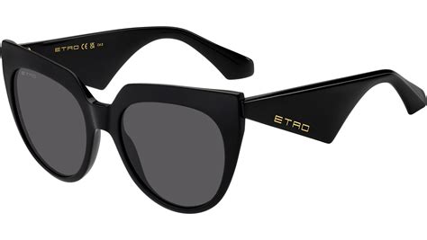 Etro 0004/G/S 807-IR Women's Cat-Eye Sunglasses - Black Frame, Gray Lenses