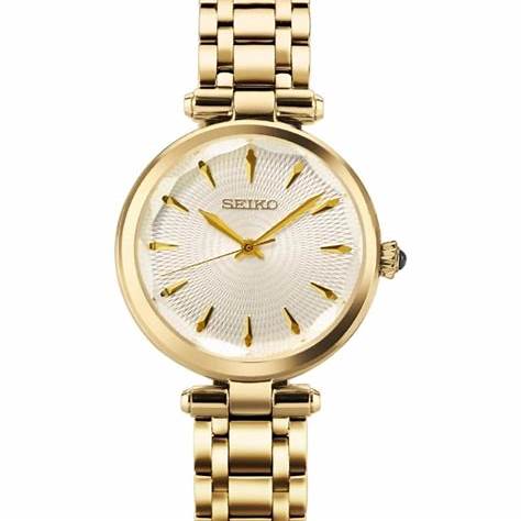 SEIKOSeiko SRZ554P1 Women's Quartz Watch - Gold - Tone Case and Bracelet, White DialWATCHESEcecile